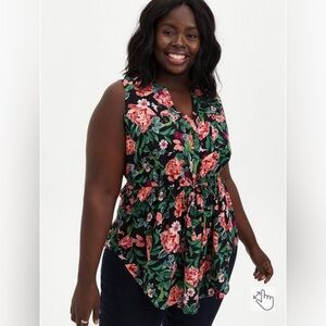 Torrid Emma Black Floral Challis Tunic